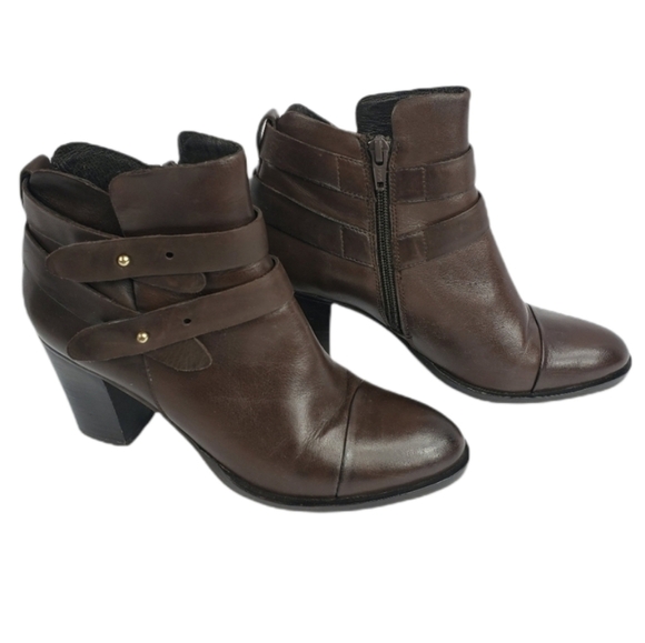 Bruno Premi Brown Strappy Leather Ankle Boots - Picture 1 of 10